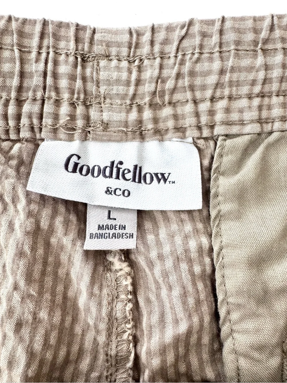 Goodfellow & Co Men's Khaki Striped Vintage Collection Shorts, 7” inseam, Size L